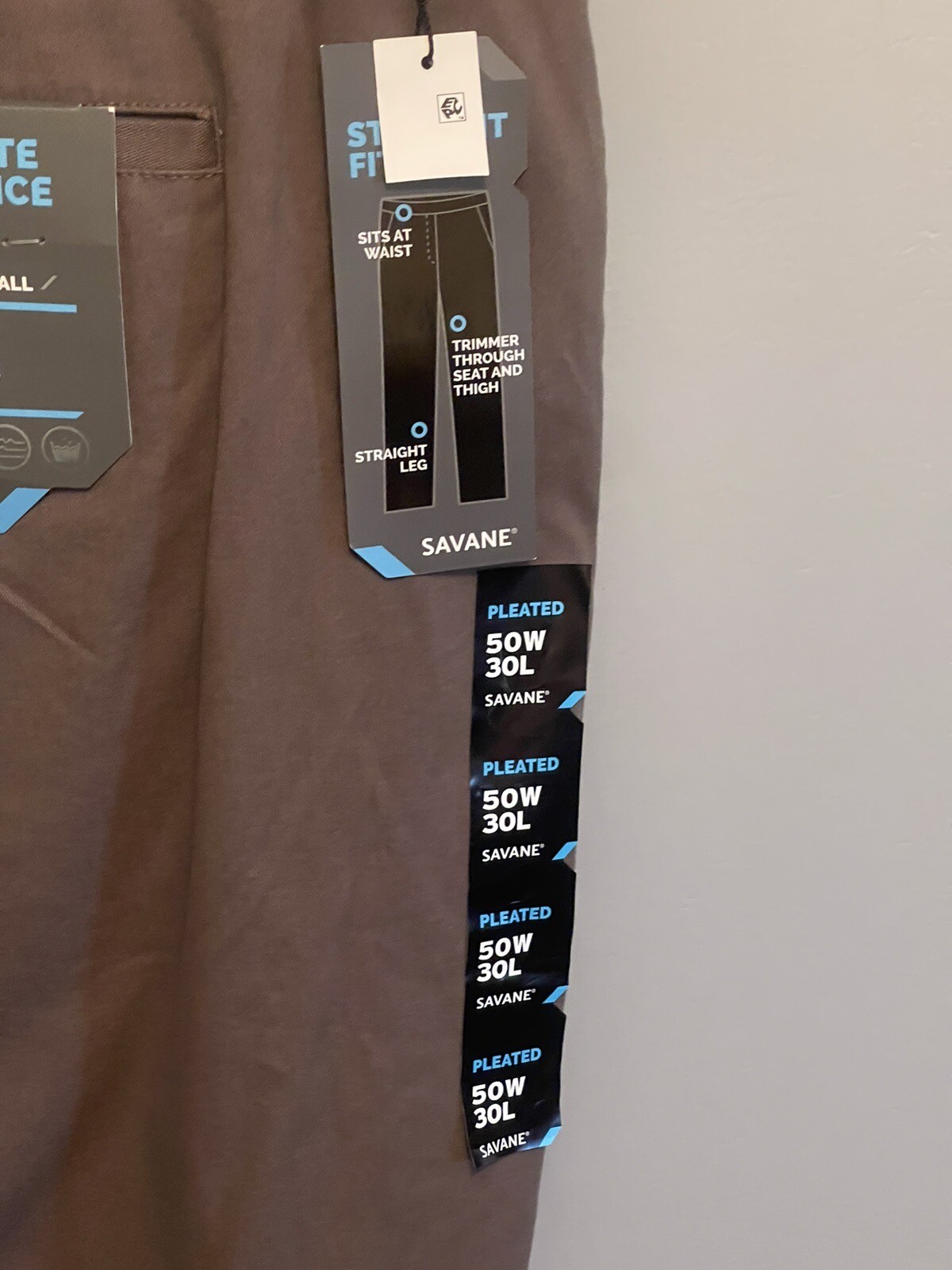 Savane Mens Big & Tall NWT Brown Performance Chino Expandable Waist