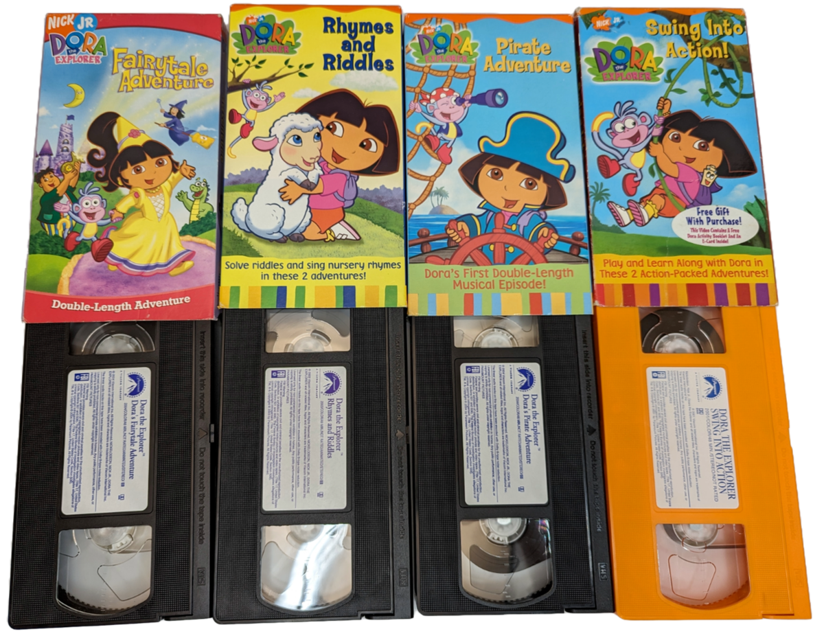 4x Dora The Explorer VHS Lot: Fairytale, Pirate Adventure, Swing