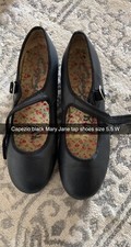 Capezio Dance Maker MaryJane Black Leather Dance Ballroom Shoes Size 5.5 W