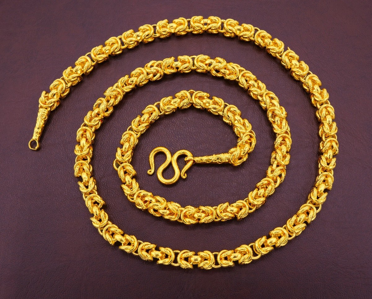 Byzantine Chain Necklace 22K 23K 24K Gold Jewelry Thai Baht Amulet - Main Image