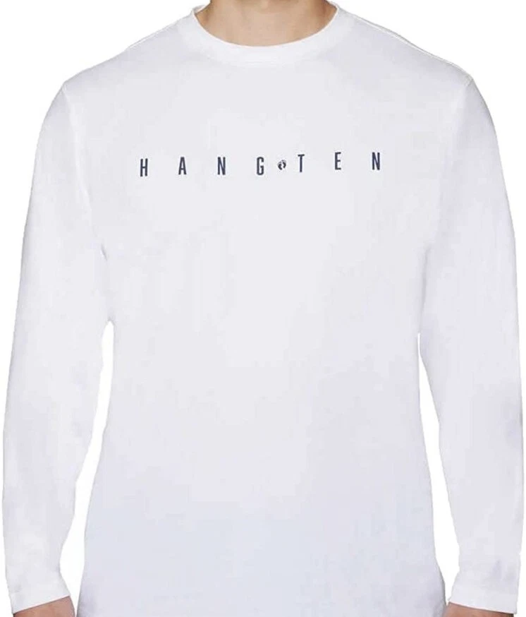 HANG TEN™ Mens' 2XL ~ WHITE ~ Long Sleeve ~ Sun T-Shirt ~ UPF 50+ ~ Quick Dry