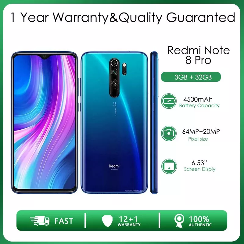 6.53'' Xiaomi Redmi Note 8 Pro celular smartphone 6GB RAM 128GB ROM 4500mAh  64MP