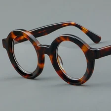 Thick Acetate Retro Round Women Eyeglass Frames Men Glasses New Eyewear 44 mm