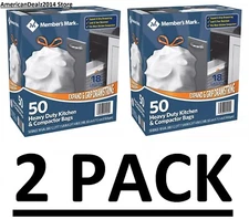 2 PACK - Heavy Duty Kitchen Compactor Trash Bags 18 gallon 50 ct (TOTAL 100 ct.)