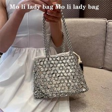 Large Capacity Bucket Bag Beads Beading Handmade Handbag Women Shoulder Bag