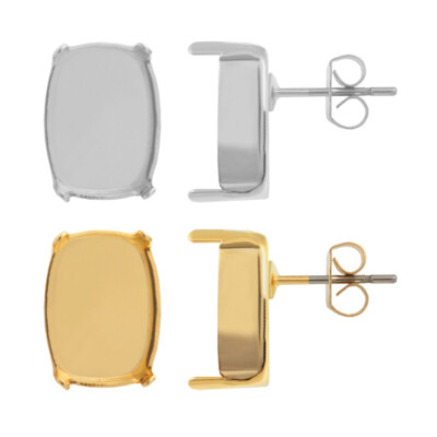 Brass Stud Post Earring Bases for 4568 Cushion Fancy Stones Crystals 14mm