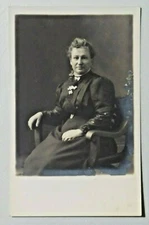 Older Woman Sitting in Portrait Photograph Early 1900's RPPC AZO Postcard 7879