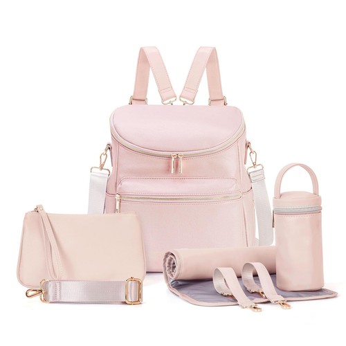 Minsong Diaper Bag Backpack, Fashion Leather Mommy Backpacks, Travel