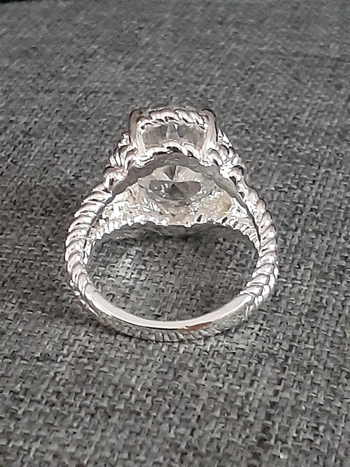 Винтажный Avon смелый CZ кубический цирконий веревки кольцо в серебристом кране камень  - Изображение 4 из 4