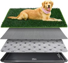 FURWAY Dog Grass Pad with Tray Artificial Grass Puppy Pee Pad for Dogs, Reusa...