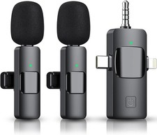 3 in 1 Wireless Clip-on Microphones for iPhone, Camera, Android, iPad, Mini Micr