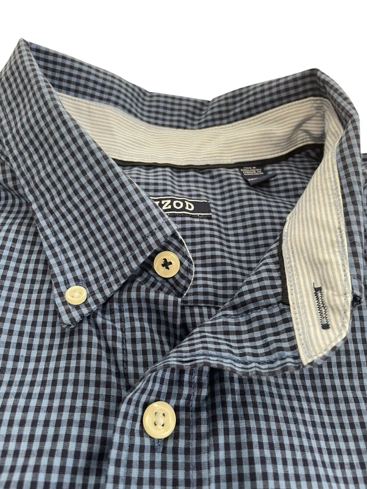 Рубашка мужская IZOD размер 2XLT синяя клетчатая легкий уход - Изображение 4 из 4