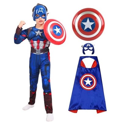Captain America Kinder Kostüm Muskelanzug Cosplay Set mit Schild Halloween