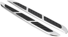 2pcs Universal Hood Vent Air Intake Chrome Grille Side Scoop Black Silver