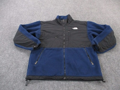 #ad North Face Jacket Men L Blue Denali Polartec Fleece Logo Outdoors Hiking Camping $49.95