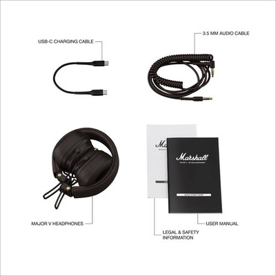 Marshall Major V On-Ear Wireless Bluetooth Headphones (Brown) | eBay