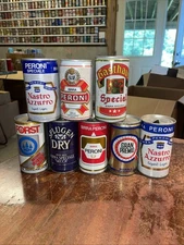 8 Beer Cans From Italy / Peroni / Splugen/ Forst/ Gran Premio / Gasthaus