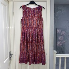 Marks & Spencer Red Purple Geometric Abstract Midi Evening Party Dress UK16 Long