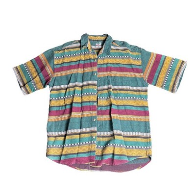 Vintage Zip Code Shirt Cotton XL Aztec Western Style Heavyweight Long Sleeve