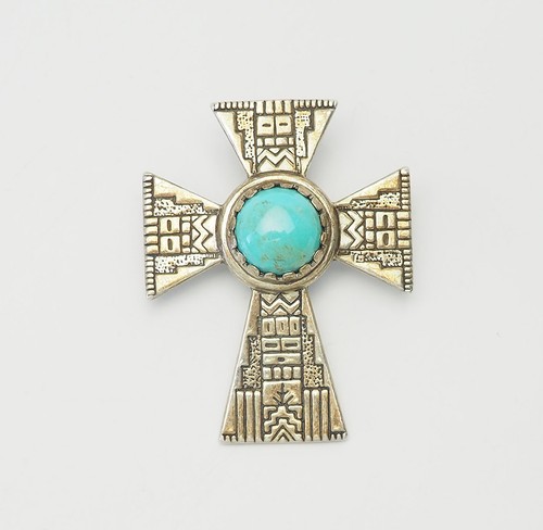 Roderick Tenorio Carolyn Pollack sterling silve rturquoise cross pendant