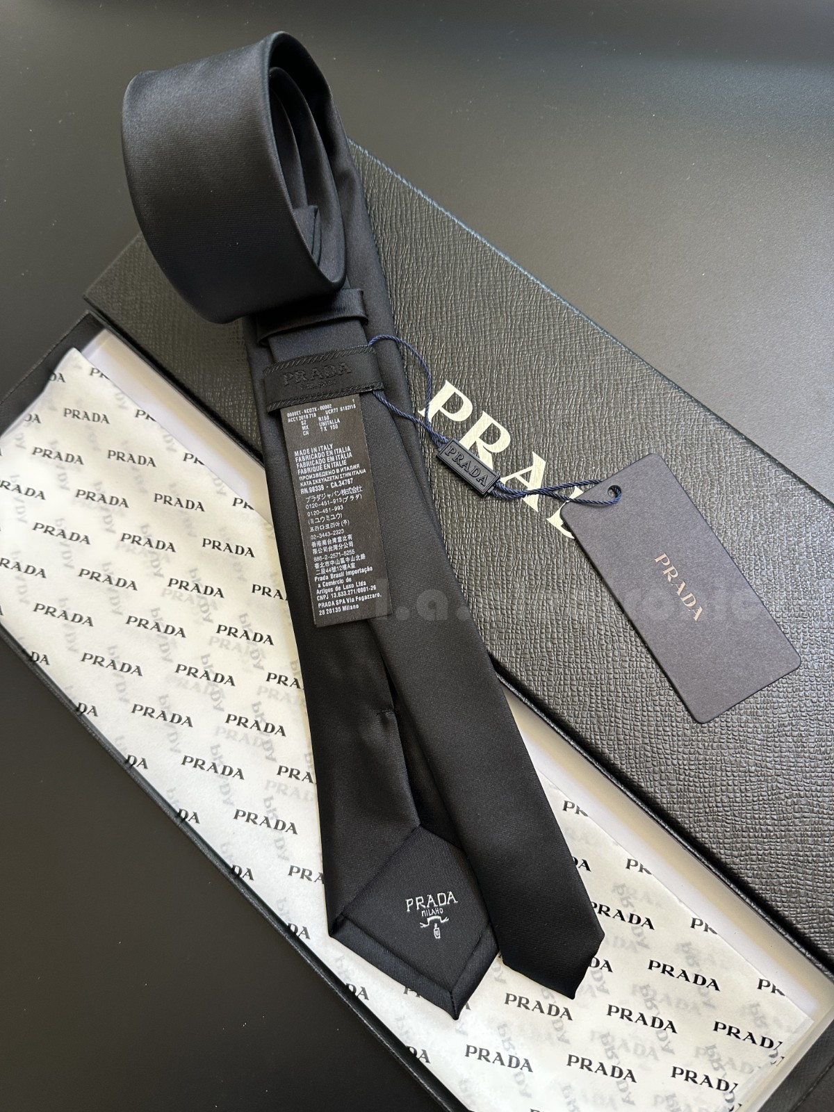 Prada Luxury Silk Tie – Triangle Logo thumbnail 6
