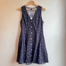 NWT Universal Thread Women's Navy Blue Button-Front Mini A-Line Dress Small S