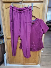 NWOT Deep  Berry Wine SCRUB SET By ScrubStar Ladies Sz Lg Never Worn Or Washed.