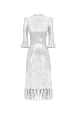 Falconetti Vampires Wife Silver Dress Mid-length Dress The Vampire's Wife White Size 10 UK In Falconetti Vampires Wife Silver Dress Mid-length Dress The Vampire's Wife White Size 10 UK In