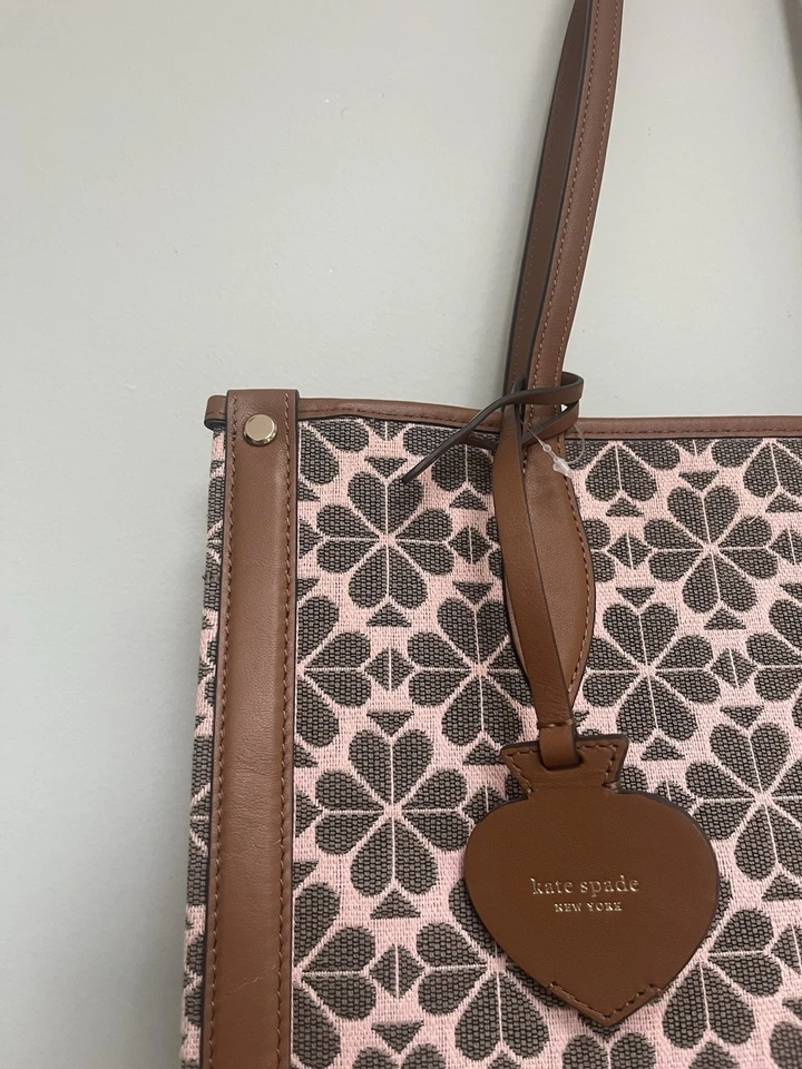 Kate Spade Floral Jacquard Pink And Leather Tote Bag - Image 3 of 4