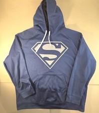 DC Comics Superman Reflective Logo Hoodie Men  s XL Blue Pullover Sweatshirt
