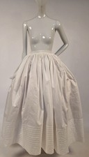 CIVIL WAR 1860  S WHITE COTTON SKIRT W CARTRIDGE PLEATING  PLEAT BOTTOM