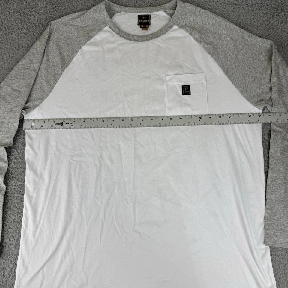 Camisa manga larga Triumph Motorcycles Saltern contraste blanca gris para hombre talla XL Foto 4 de 4