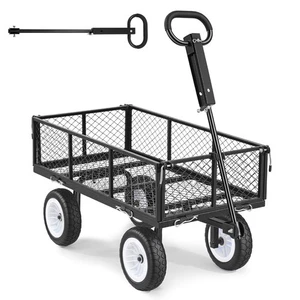 Uimoso panier de jardin en acier lourd avec 900 Capacité et pneus lbs, noir