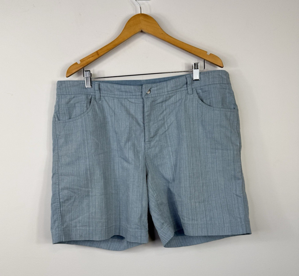 Kathmandu women's blue cotton boyfriend shorts casual outdoors pockets Size 16