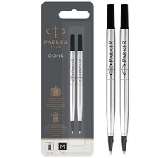 Parker Quink Black Ink Cartridge Refill 2 Count For Rollerball Pens