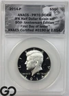 2014-P Kennedy Half Dollar, Deep Cameo PROOF, ANACS PR 70 DCAM
