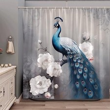 Peacock Shower Curtain Beautiful Bird Asian 70"W x 70"L Pack of 1 Blue