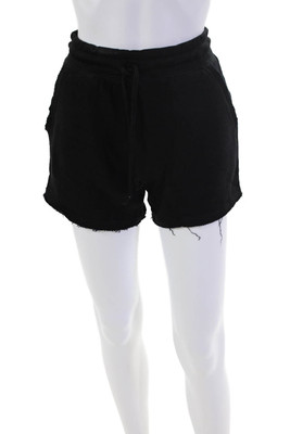Chaser Womens Drawstring Waist Sweat Shorts Black Cotton Size Extra Small