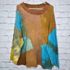 Vintage 90s I Wear Kiss Patchwork Sweater Made in USA 100% Cotton Tie Dye OSFA