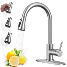 Kitchen Faucet with Pull Down Sprayer, Brushed Nickel Kitchen Sink Faucet Sin...
