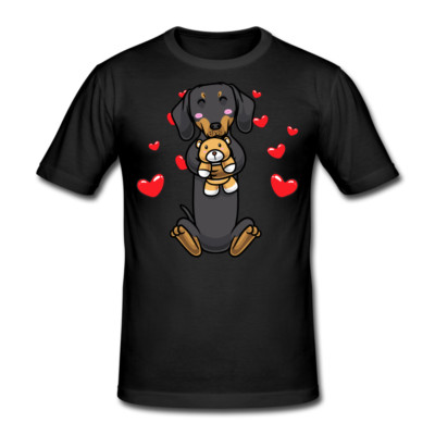 Kawaii Dackel T-Shirt Hund Dachshund Teckel Kuscheltier Herz Geschenk
