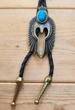 BRAND NEW EAGLE FEATHER BRONZE COWBOY WESTERN RODEO BOLO TIE