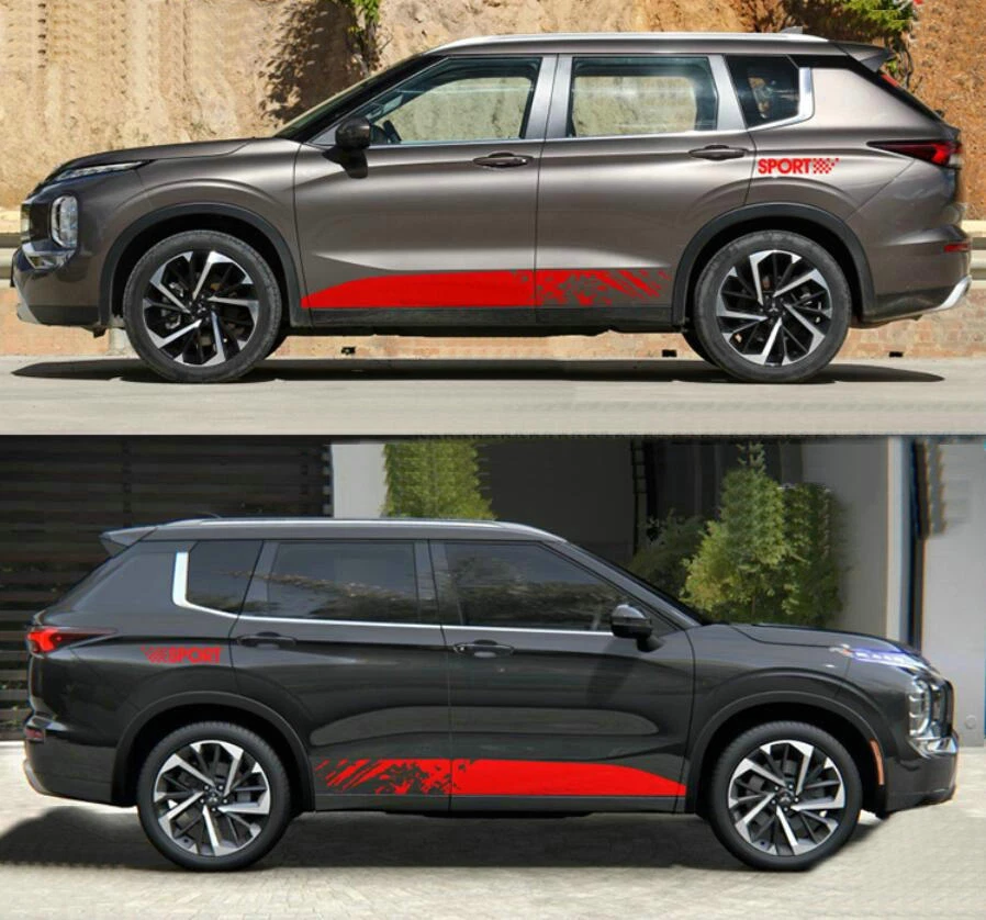 Graphics Mud Splash Stripe Car Sticker For Mitsubishi Outlander Side Door Decals Foto 4 de 4