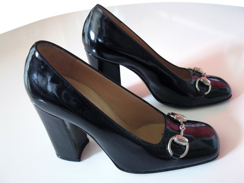 GUCCI Tom Ford Fall 1995 Iconic Horsebit Pumps Navy Patent Size 6+B - Picture 4 of 12