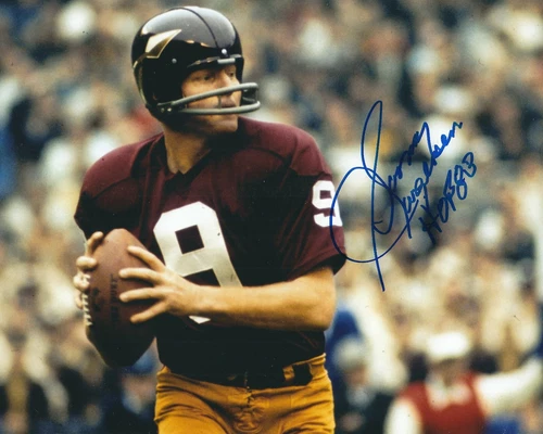 Signed 8x10 SONNY JURGENSEN "HOF 83" Washington Redskins Autographed photo - COA