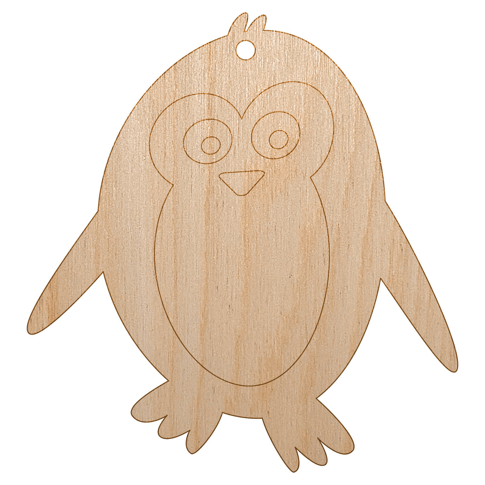 Peaky Penguin Doodle Unfinished Craft Wood Holiday Christmas Tree DIY Ornament
