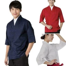 Chef Coat Japanese Style Kitchen Happi Jacket Sushi Bar Soft Working Uniform