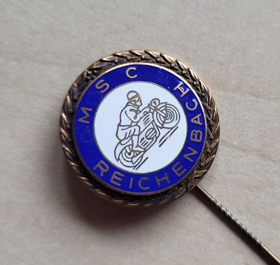 Vintage enamel ADAC MSC Reichenbach Motorsport pin badge Motorcycle Anstecknadel