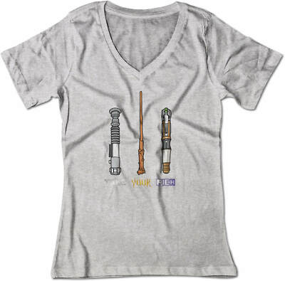 BSW Women's Take Your Pick Lightsaber Wand Sonic Screwdriver V-Neck