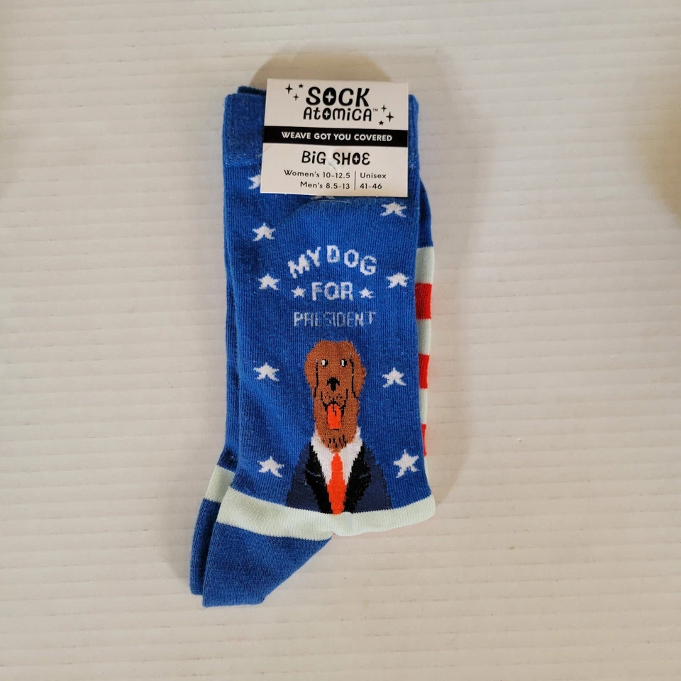 Calcetines My Dog For President Crew para mujer 10,5-12 calcetín Atomica divertido novedad juguetón Foto 2 de 4